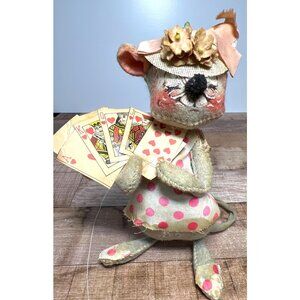 Vintage Annalee Handmade Poker Mouse Collectible Artisan Doll with Playing Cards